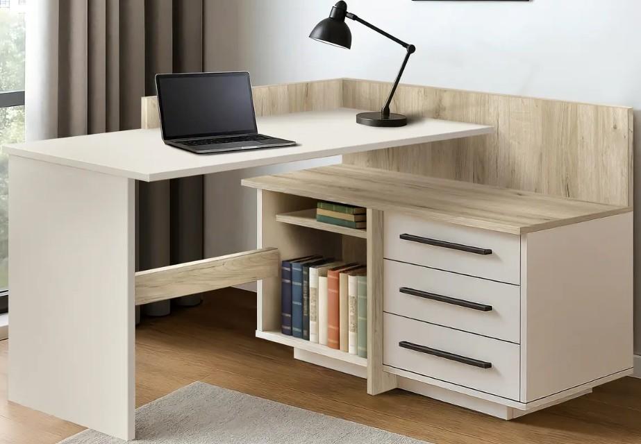 Письменный стол Modern 129x85x100 угол Г Cashmere/Craft Oak Gray