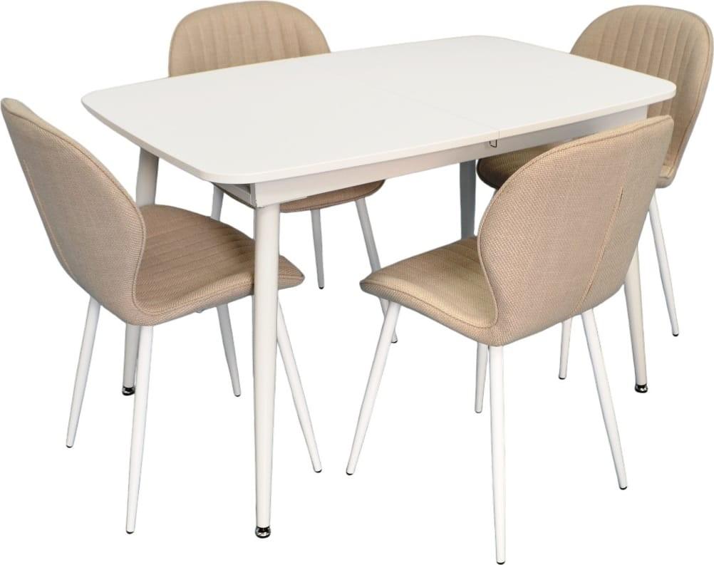 Set de masa si scaune Evelin DT 532R Wh + 4 scaune YTC-064Wh BJORN-24 (Light Beige)