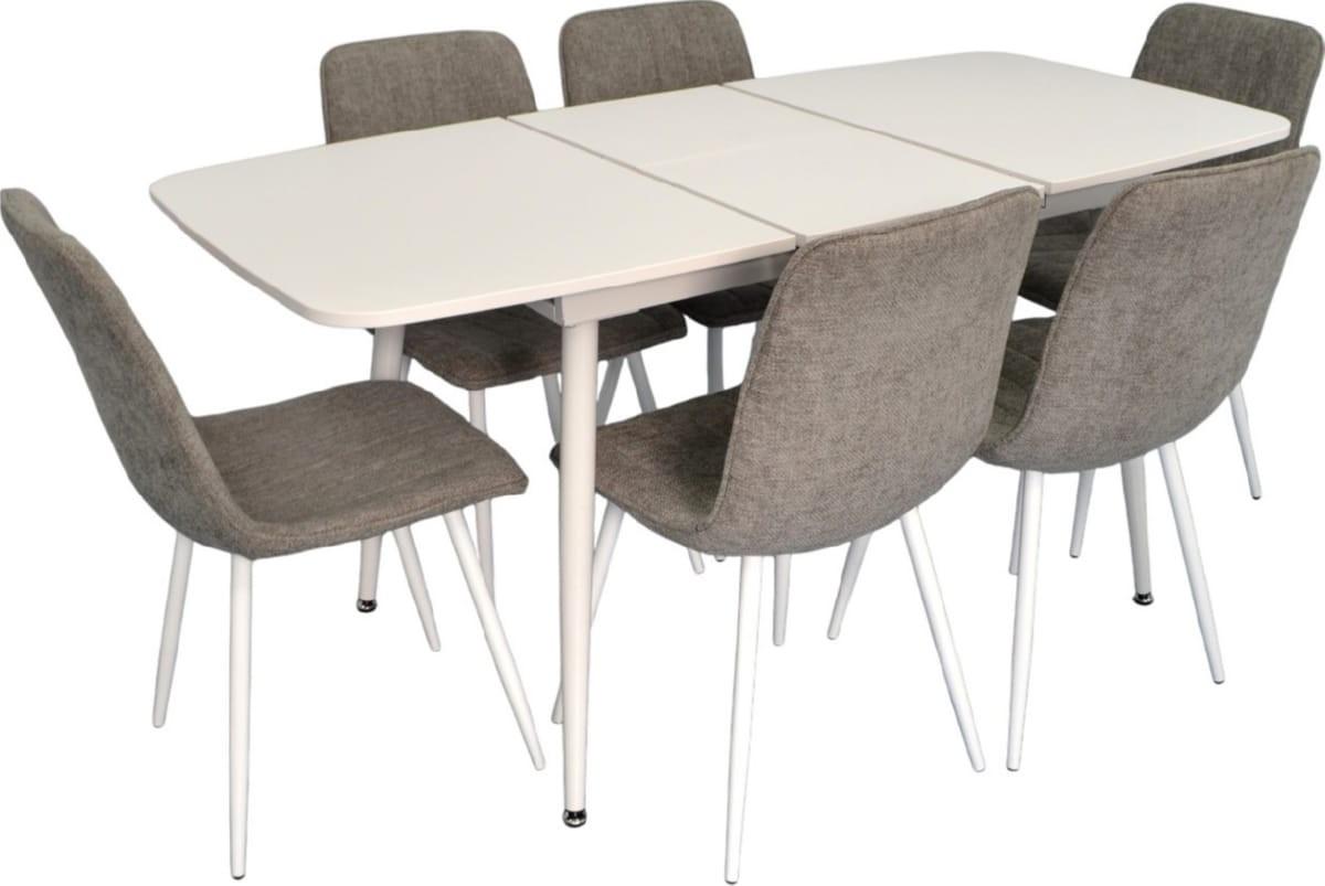 Set de masa si scaune Evelin DT 532R Wh + 6 scaune YTC-078 Wh / UF885-14 (Grey)