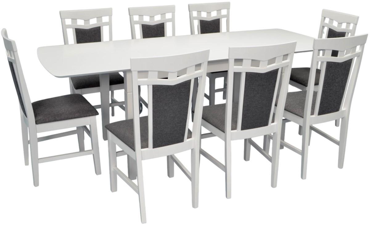 Набор стол и стулья Evelin HV-27V White + 8 стульев Deepa R White / NV-10WP Grey
