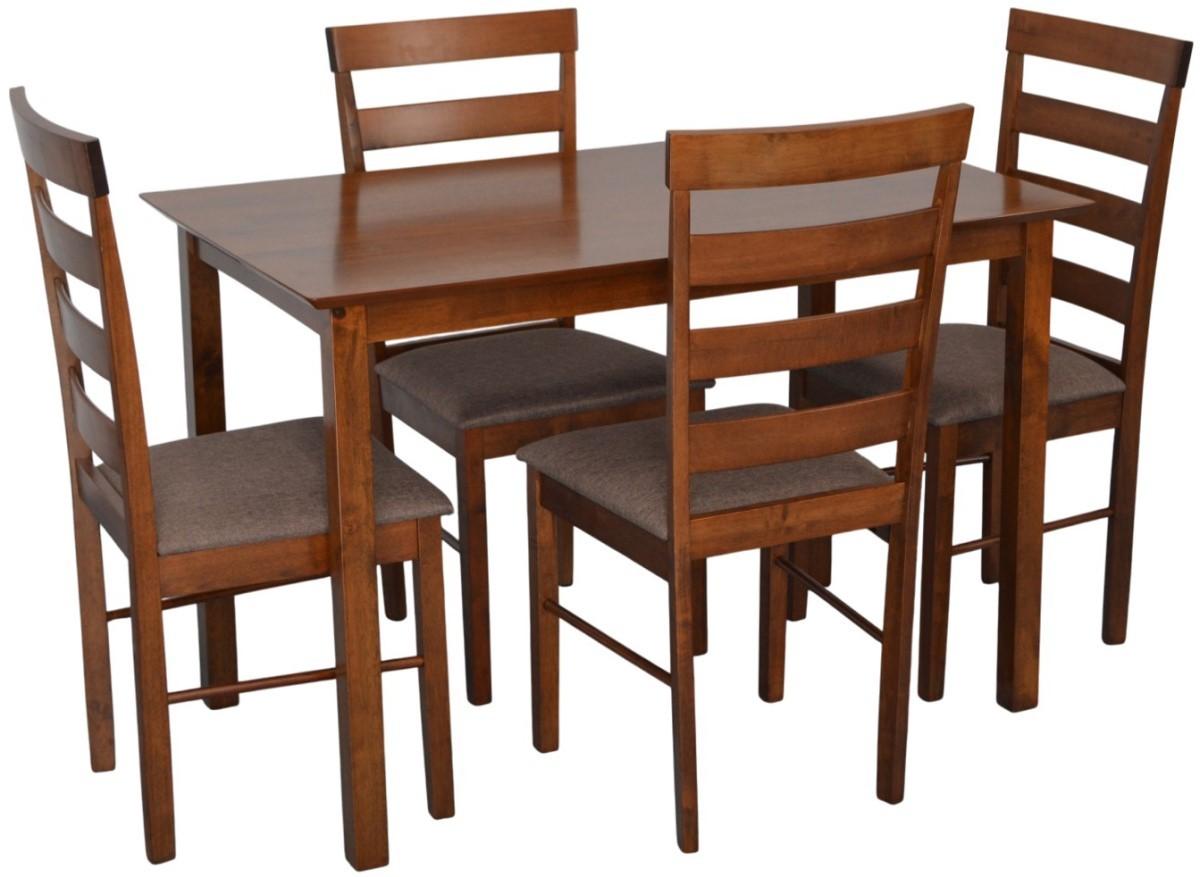 Set de masa si scaune Evelin GLORIA Burnish oak + 4 scaune GLORIA Burnish Oak / Ekea12 Dark Brown