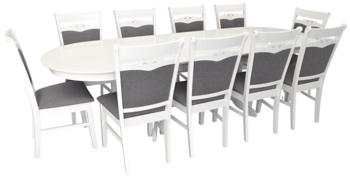 Набор стол и стулья Evelin HV-33V White + 10 стульев HV-3167 White / NV-10WP Grey