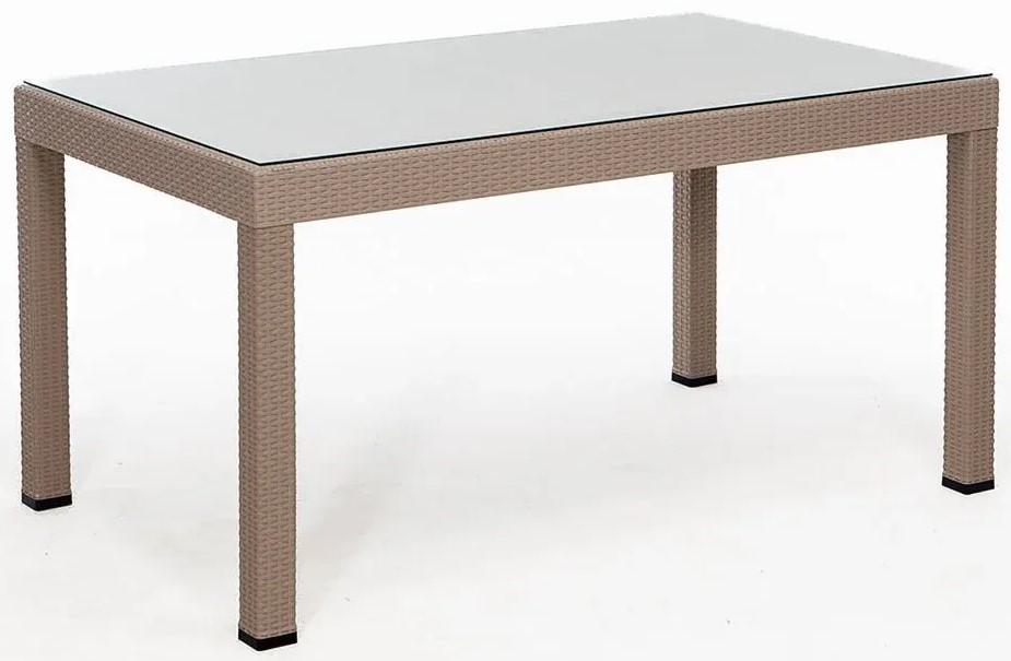 Masa de gradina Modalife Rattan Lux Large cu sticla Cappucino