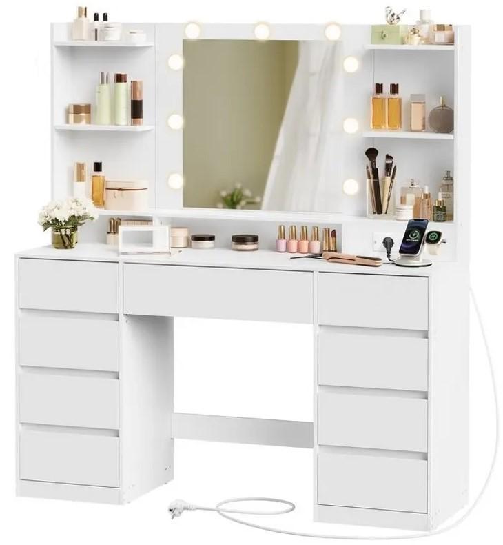 Masa de machiaj Songmics Vasagle Kailyn RDT141WB02 Led White