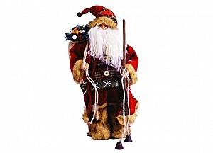 Decor pentru gradina Christmas Mos Creciun cu blana naturala 45 cm