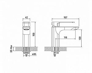 Baterie pentru lavoar Iddis Slide SLIBG00I01 Black-Gold