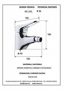 Baterie pentru bideu Remer KISS 21-2
