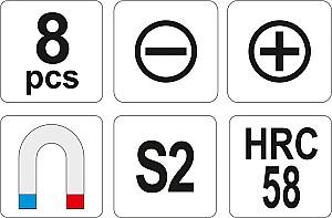 Set de surubelnite Yato YT25966 (8 buc)