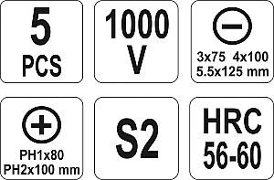 Set de surubelnite Yato YT2827 (5 buc)
