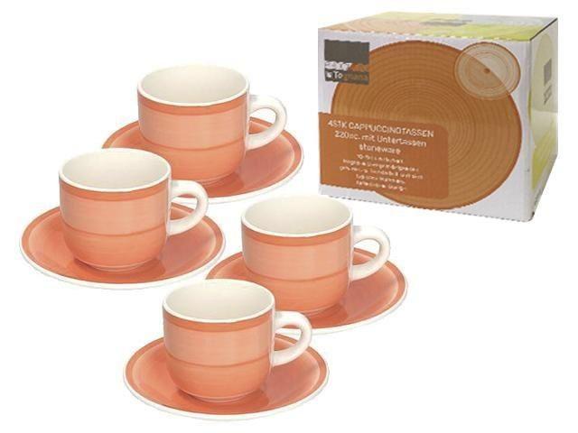 Set pentru ceai si cafea Tognana Gypsy 4 buc. 220ml cu farfurii Orange