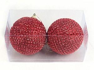 Jucarii de brad Christmas Globuri din margele 2bucX100mm rosu