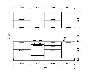 Set mobila bucatarie Croitoru Urban 2.8 m PAL/MDF Antrasit/K087 PW