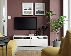 Tumba RTV IKEA Besta white/Selsviken glossy/white 120x42x39 cm