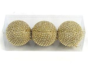 Jucarii de brad Christmas Globuri din margele 3bucX80mm auriu