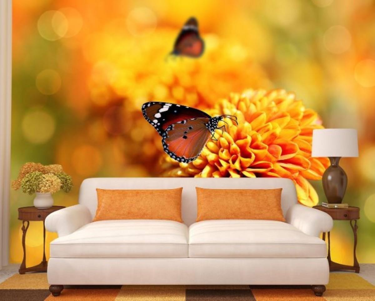 Fototapet 3d Art.Desig Macro, fluture pe o floare