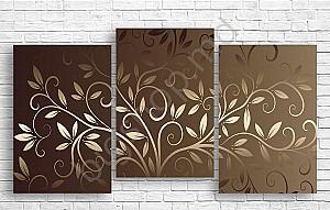 Tablou multicanvas Art.Desig РETALE DE AUR PE FUNDAL DE CIOCOLATĂ