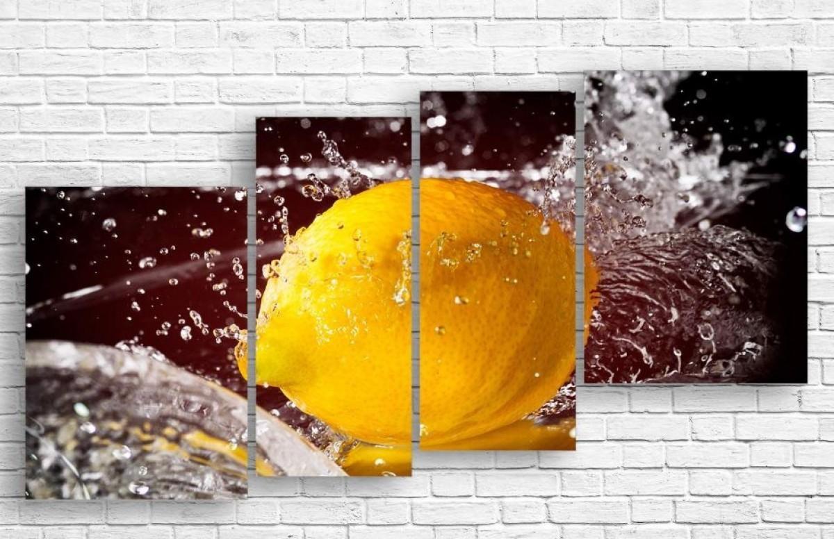 Tablou multicanvas ArtD Lămâie cu stropi de apă