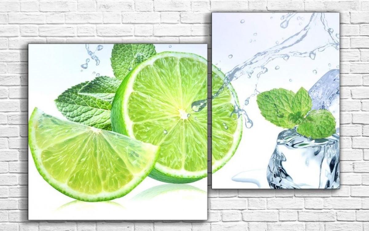 Tablou multicanvas ArtD Lămâie și gheață