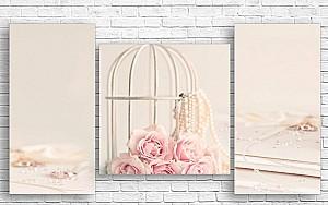 Tablou multicanvas Art.Desig Trandafiri și perle