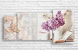 Tablou multicanvas Art.Desig RETRO, CARTE ȘI LILIAC