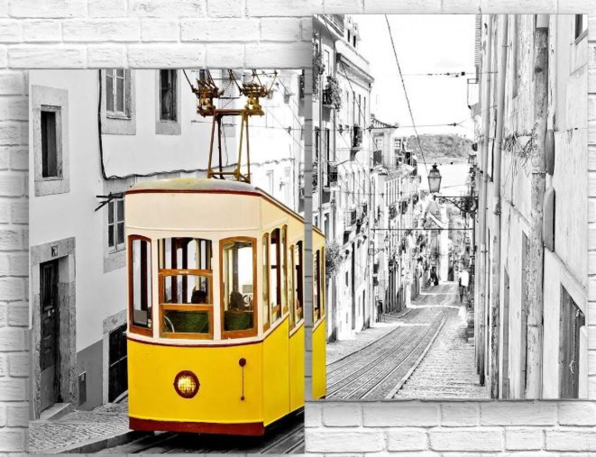 Tablou multicanvas Art.Desig TRAMVAIUL GALBEN DIN ORAȘUL VECHI