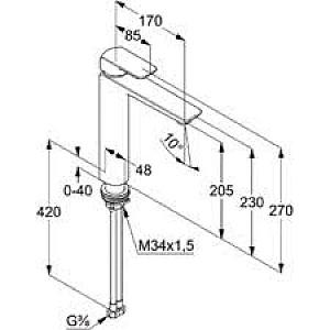 Baterie pentru lavoar Kludi DN 15 Ameo H205mm (412960575)