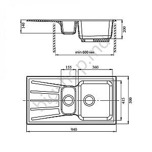 Chiuveta de bucatarie Standart GF-S940KL Grey