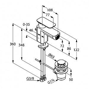 Baterie pentru bideu Kludi E2 DN 15 (492160575)