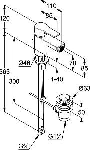 Baterie pentru bideu Kludi Zenta SL DN 15 (485300565)