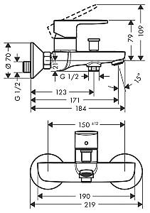 Baterie cada Hansgrohe Vernis Blend (71440670)