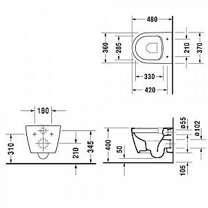 Vas WC Duravit Me by Starck Compact Rimless (45300900A1)