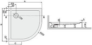 Cadita de dus Sanplast BP Free 90x90x5 (615-040-1730-01)