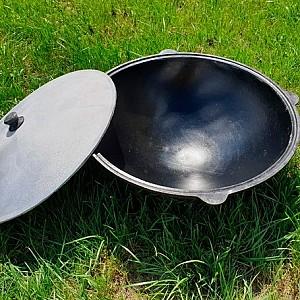 Ceaun SYTON uzbec din fonta cu capac 22L, fund rotund