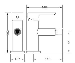 Baterie pentru bideu Genebre OSLO BLACK (65140194166)