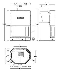 Focar semineu Piazzetta MA 270 SL