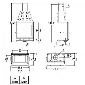 Focar semineu Piazzetta MC 65/60 PLUS