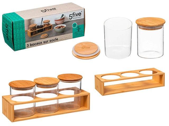 Recipiente pentru condimente Five 3buc 400ml cu suport 28cm