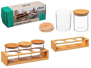 Recipiente pentru condimente Five 3buc 400ml cu suport 28cm