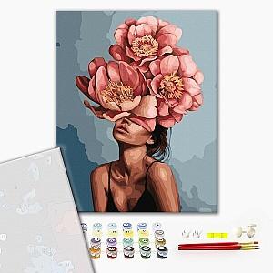 Tablou pe numere BrushMe Fată în bujori înfloriți 40×50 сm (fără cutie)