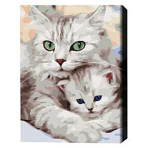 Tablou pe numere BrushMe Pisica mamă cu pisoiașul 40×50 cm (fără cutie)