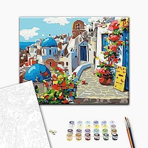 Tablou pe numere BrushMe Vara în Santorini 30×40 сm (fără cutie)