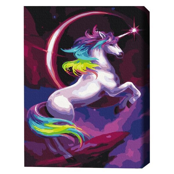 Tablou pe numere BrushMe Unicorn din poveste în culori de curcubeu 30×40 сm (fără cutie)