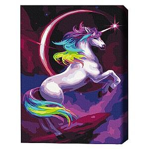 Tablou pe numere BrushMe Unicorn din poveste în culori de curcubeu 30×40 сm (fără cutie)