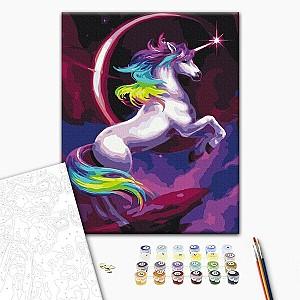 Tablou pe numere BrushMe Unicorn din poveste în culori de curcubeu 30×40 сm (fără cutie)