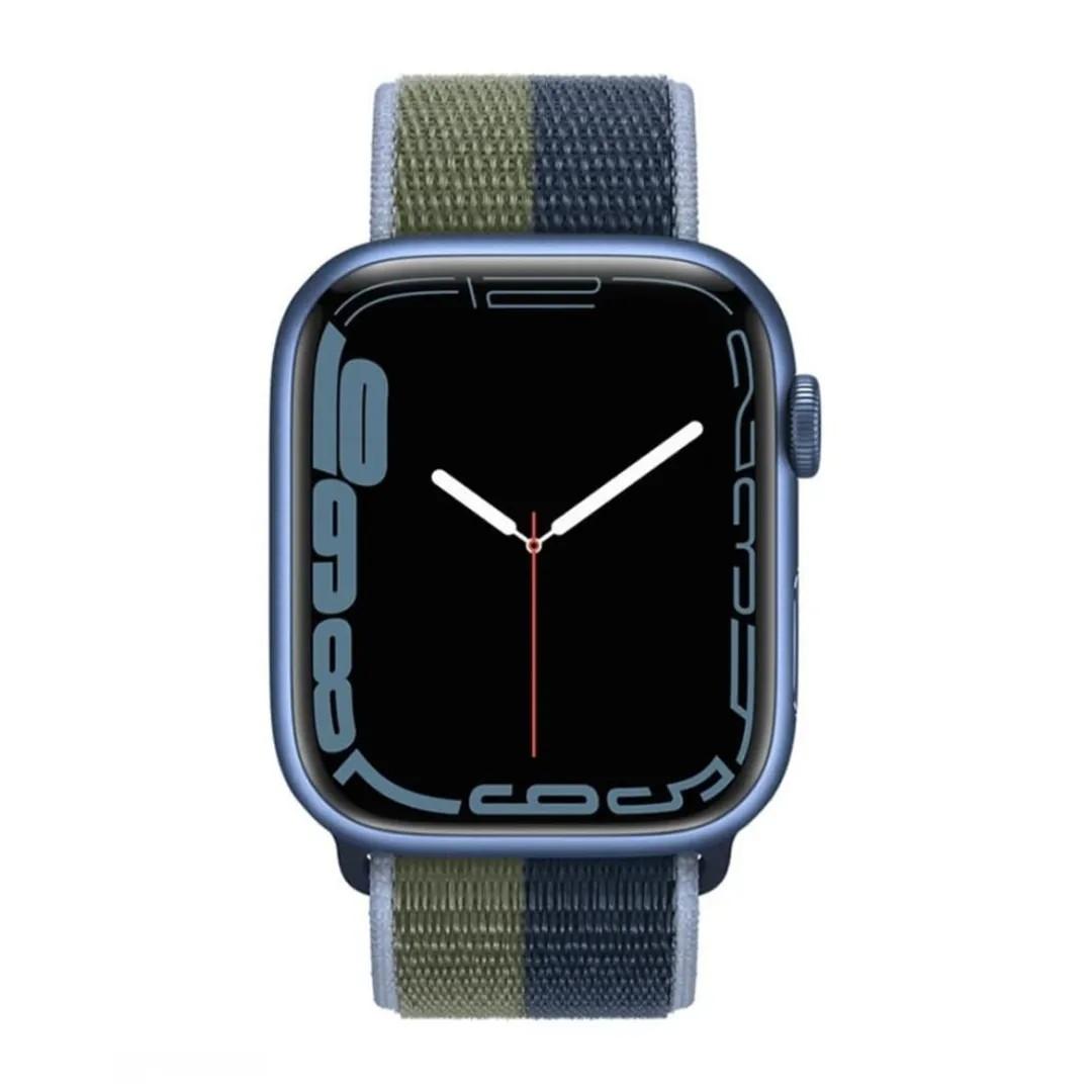 Ceas inteligent Apple Watch Series 7 45mm Abyss Blue/Moss Green Sport Band (MKNR3)