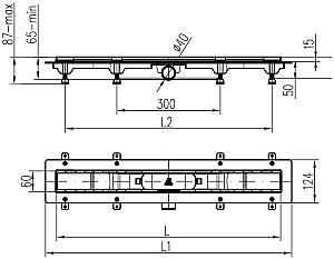 Rigola de dus Chudej Harmony Black 750x60mm