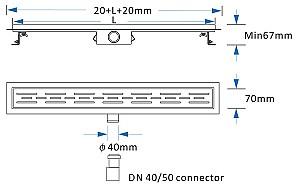 Rigola de dus Uniplast FLH40-A2 С04 500x70mm