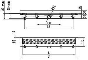 Rigola de dus Chudej KLASIK Mat 750x60mm CH750K3