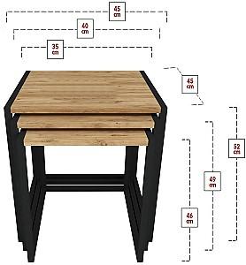 Masuta de cafea, reviste Fabulous Metal Nesting Pine/Black