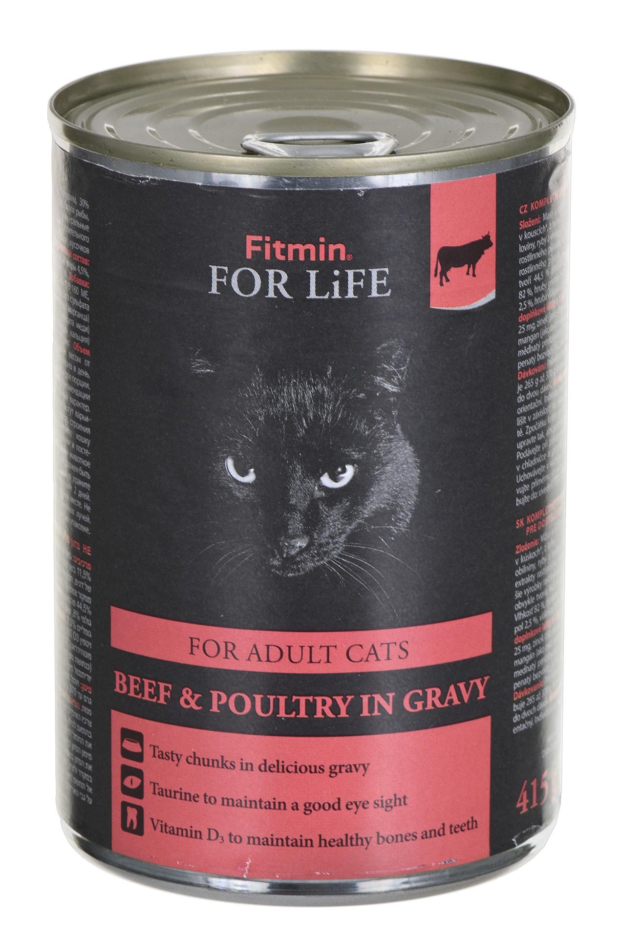 Hrana uscata pentru pisici Fitmin For Life Cat Tin Adult Beef 415g
